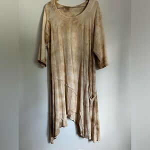 Sz XL asymmetrical hem linen cotton dress nwot